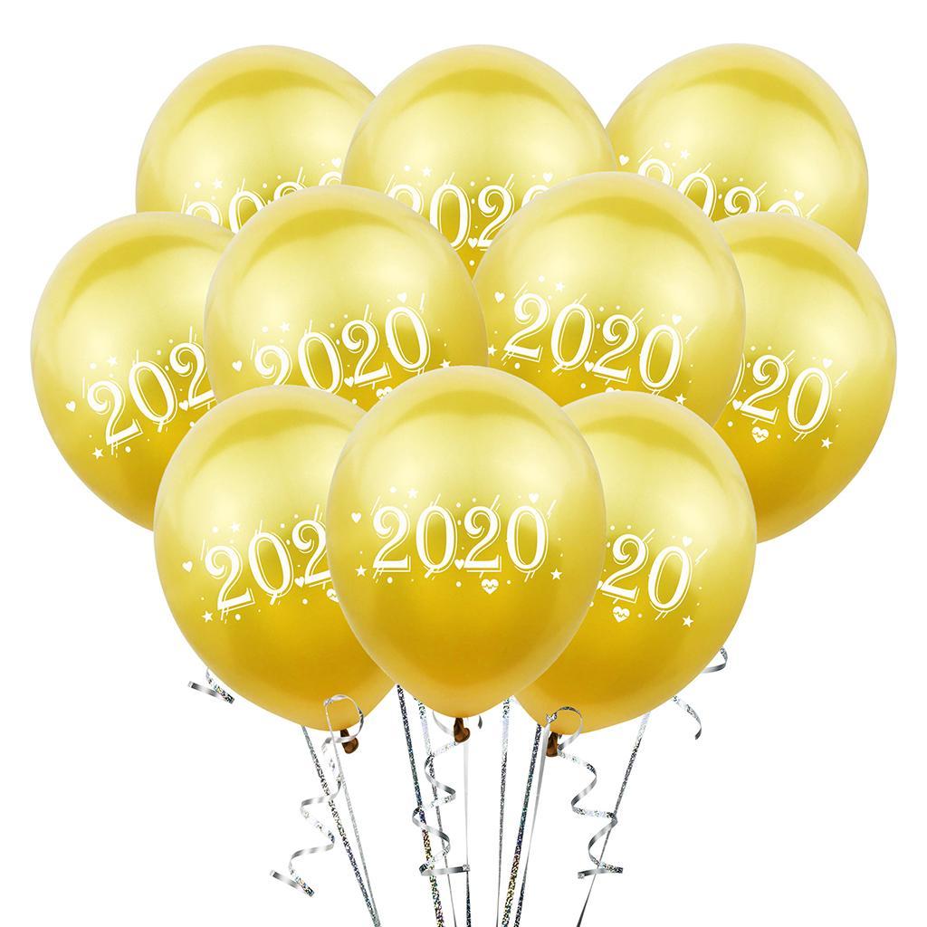 Maxbell Maxbell 10 Pieces 2020 New Year Balloon Party Decorations Photo Prop Golden