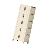 Maxbell Foldable Storage Cabinet Fashion Portable for Farmhouse Drawing Room Kitchen Beige 5 Layers 65 cm