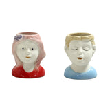 Maxbell 2x Succulent Pots Ceramic Planter Small Succulent Pot with Drainage Girl Boy