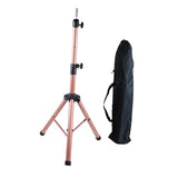 Maxbell Wig Stand Tripod Non Slip Portable Wig Head Holder for Salons Hair Extension pink