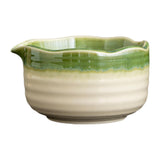 Maxbell Ceramic Matcha Bowl with Spout Mixing Bowl for Kitchen Tea House Dining Room Green White