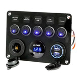 Maxbell 5 Gang Marine Switch Panel W/Blue Display for Trailer Bus Yacht