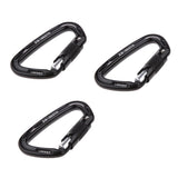 Maxbell Maxbell 3 Pieces 24KN Aluminum Self-locking Carabiner D-Ring Keychain Black
