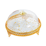 Covered Dessert Plate Decorative Snack Platter for Cheesecake Cheese Cookies Gold Flower Plate