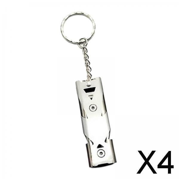 Maxbell 4xDouble Pipe Whistle Lifesaving Emergency SOS Outdoor Survival silver