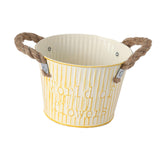 Maxbell Flower Bucket with Handles Planter for Balcony Restaurant Indoor Outdoor Use Beige