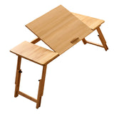 Maxbell Folding Table Rectanglar Laptop Lap Table for Bedroom Small Space and Living Room Light Brown Large