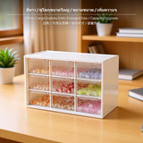 Maxbell 6-Pack 9compartment Drawer Storage Box, pale synthetic Bead Organizer, Desktop Cosmetics Holder, Stackable Transparent Partition, Space-Saving Compartment for Dorm, Bedroom, Office White U