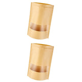 Maxbell 100pcs Resealable Kraft Paper Bag Window Fruit Tea Package Self Sealing