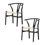 Maxbell 2 Pieces Dining Chairs Leisure Woven Rope Seat for Dining Room Party Outdoor Black