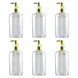 6x Soap Dispenser 500ml Shampoo Bottle for Dorm Kitchen Bathroom clear and Gold