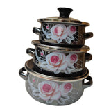 Maxbell 3Pcs Enamel Stockpots Cooker Enamel Mini Pots Set for Dining Household Hotel
