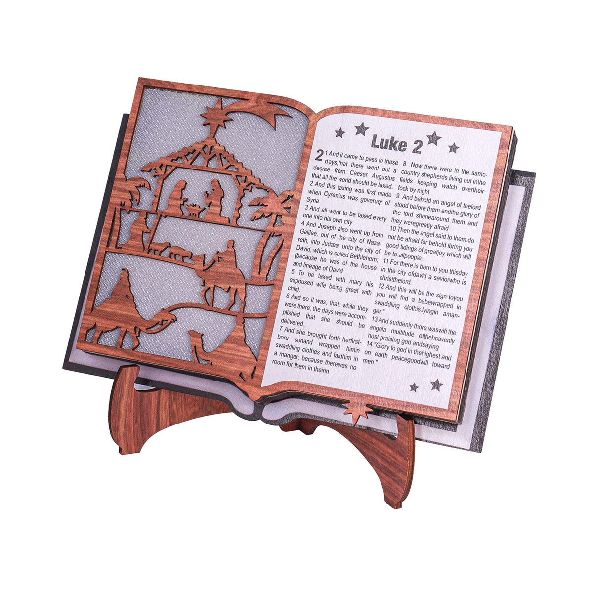 Maxbell 3D Christmas Wooden Nativity Book Creative Ornament for Indoor Home Tabletop