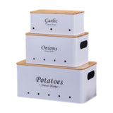 Maxbell 3 Pieces Potato Onion Storage Bin Sturdy for Kitchen Counter Farmhouse Decor white