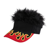 Maxbell Wig Baseball Cap Golf Hat Adjustable Adults Cycling Visor Hat with Fake Hair Black Wig