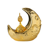 Maxbell Moon Incense Burner Desktop Moon Sculpture for Yoga Office Decor Accessories Gold