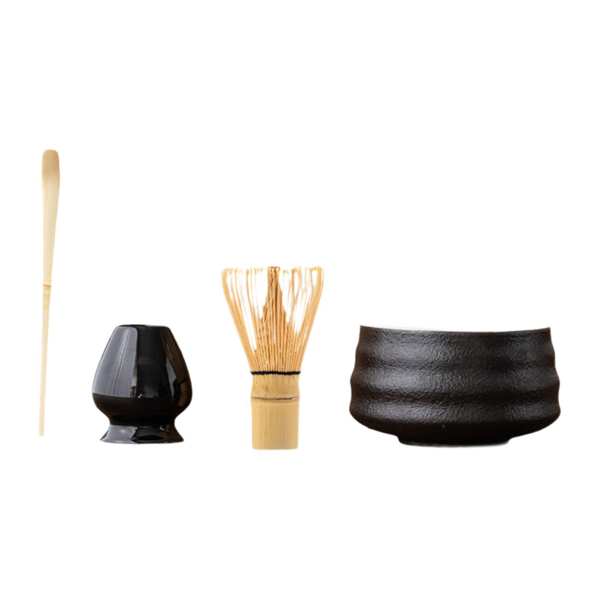 Maxbell Matcha Tea Set Gift for Tea Lovers Handcrafted Bamboo Matcha Whisk and Stand Matte Black