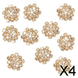 Maxbell 4xCrystal Diamante Pearl Flower Buttons FLATBACK Embellishment L