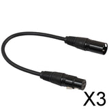 Maxbell 3xMicrophone Lead / Mic Cable / XLR Patch Lead Male to Female Plugs 1ft Black