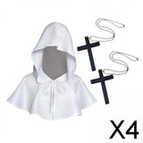 Maxbell 4xHalloween Death Cape Cowl Costume Hooded Poncho for Unisex Adults Women Men White