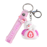 Maxbell Bunny Keychain Protector Cartoon Bag Pendant Accessory Delicate Doll Keyring pink