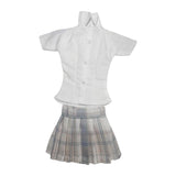 Maxbell 1/6 Button Down Shirt and Skirt Dress up for 12'' Action Figures Accessories White blue skirt