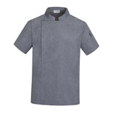 Maxbell 2xChef Coat Jacket with Pocket Short Sleeve Shirt Breathable Waiter Apparel 2XL Gray