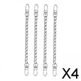 Maxbell 4x4Pieces Metal Flat Chain & Purse Strap Extender / Chain Strap Accessory Silver