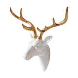 Deer Head Wall Hanging Ornament Gift Housewarming Collection Resin Sculpture White