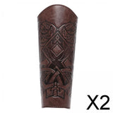 Maxbell 2xMedieval Bracers Adult PU Leather Gauntlet Wristband for Cosplay Accessories Coffee Color 1pcs