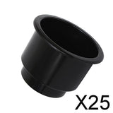 Maxbell 25xBlack Center Hole Recessed Cup Drink Holder for Marine Boat Car RV
