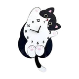 Maxbell Cartoon Cat Wall Clock Modern Cute Home Decoration for Dining Room Cafe Shop 30cmx40cm with Swing Tail