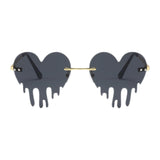 Maxbell 5xFashion Dripping Heart Sun Glasses Personality Party Eye Glasses Frameless gray