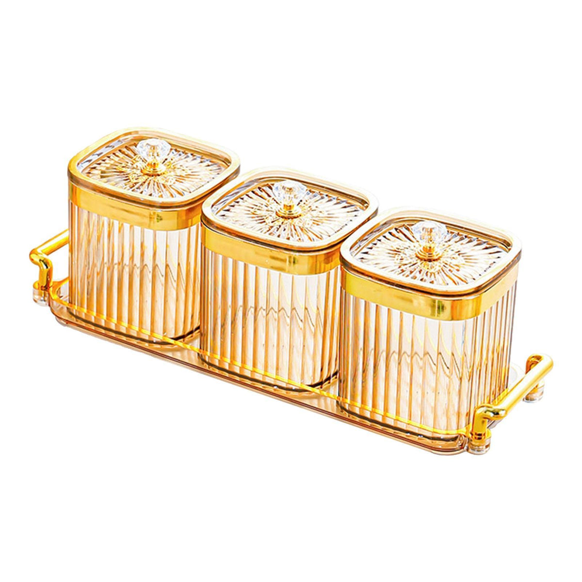 Maxbell Dried Fruit Tray with Lid Divided Serving Dishes for Candy Appetizer Cookies Golden 3 Grid