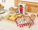 Maxbell 1/12 Dollhouse Miniature Kitchen Food Eggs Milk Bread on Board 1 Set