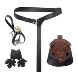 Maxbell 5 Pieces Medieval Belt Bag Skirt Hikes Bottle for Fantasy Events Masquerades Black