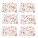 6Pieces Romantic Artificial Rose Flower Wall Panel For Wedding Pink & White