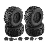 Maxbell 4 Pieces RC Wheels and Tires RC Part for 1/8 RC Rally Car Crawler Accessories Style A Black