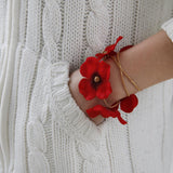 Maxbell 2xWedding Bridemaid Flower Girl Wrist Flower Red