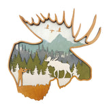 Maxbell Maxbell Wood Sculpture Wall Decor Head Animal Statue Living Room Moose 32x32x2.5cm