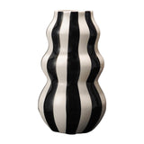 Maxbell Painted Striped Ceramic Vase Centerpiece for Bookshelf Wedding Room Entrance Black