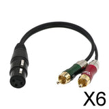 Maxbell 6x1 XLR Female to 2 RCA Male Stereo Plug Adapter Cable