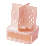 Maxbell Desk Organizer with Drawer Stationery Storage Box for Countertop Home Office Pink