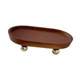 Wooden Serving Tray Organizer Wooden Pedestal Stand for Counter Vanity Fruit 12x20x5cm Deep Brown