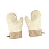 Maxbell Silicone Oven Mitts Easy to Use Kitchen Mitts for Barbecue Camping Microwave 28 cmx18 cm Beige