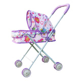 Maxbell Foldable Baby Doll Stroller for Dolls Miniature Push Cart Toy for Girls Boys Purple