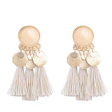 Maxbell 2.56in Bohemian Multicolor Tassel Earrings Fringe Drop Earrings Beige - Aladdin Shoppers