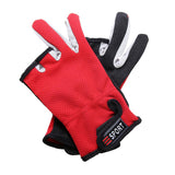Maxbell Maxbell Adjustable Anti-slip 3 Low Cut Fingers Cycling Fishing Gloves Red