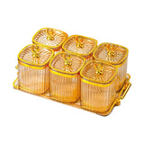 Maxbell Dried Fruit Plate Food Storage Box Wedding Nuts Plate for Home Party Holiday Amber 6 Grids
