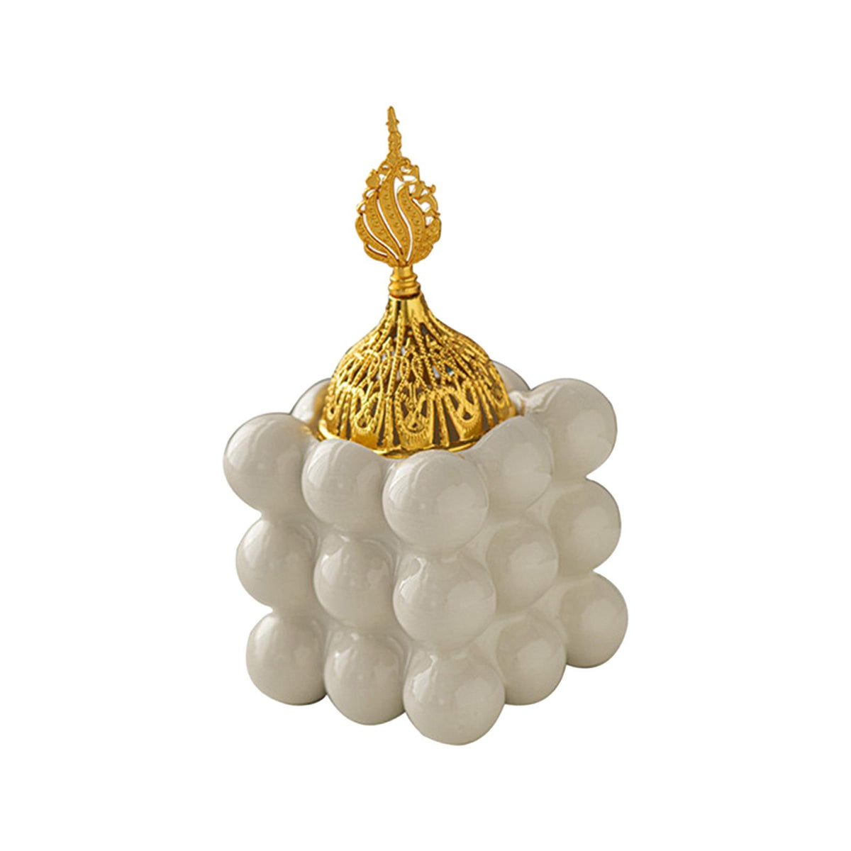 Maxbell Incense Cone Holder with Cover Durable Ceramic for Office Tabletop Yoga Room white
